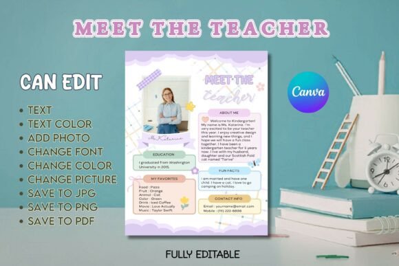 Meet the Teacher - B05 - Canva Template: A Fun and Colorful Way to Welcome Students